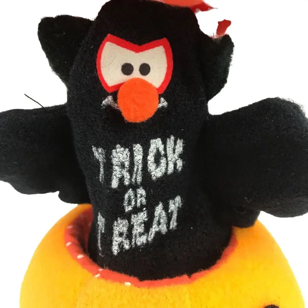 Applause 1986 Halloween Pop Up Pumpkin Plush Bat Jack-O-Lantern Stuffed Vintage